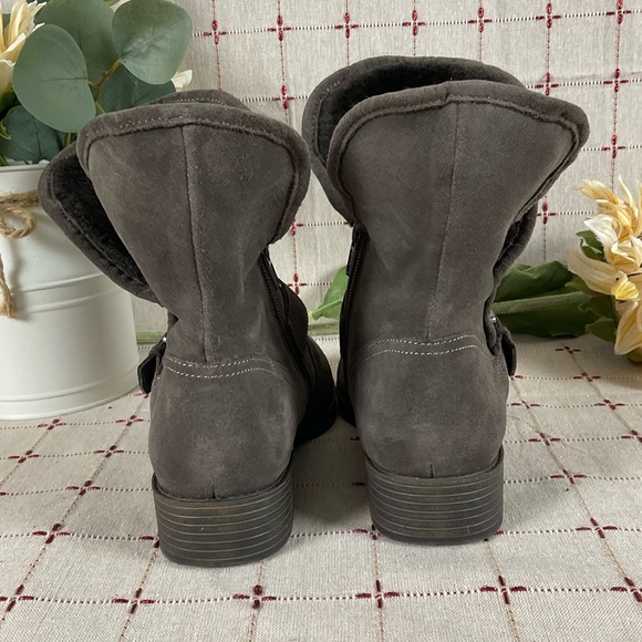 Naturalizer “Sutton” Brown Suede Leather Faux Fur Ankle Boots Size 5M NWOB - Picture 4 of 10